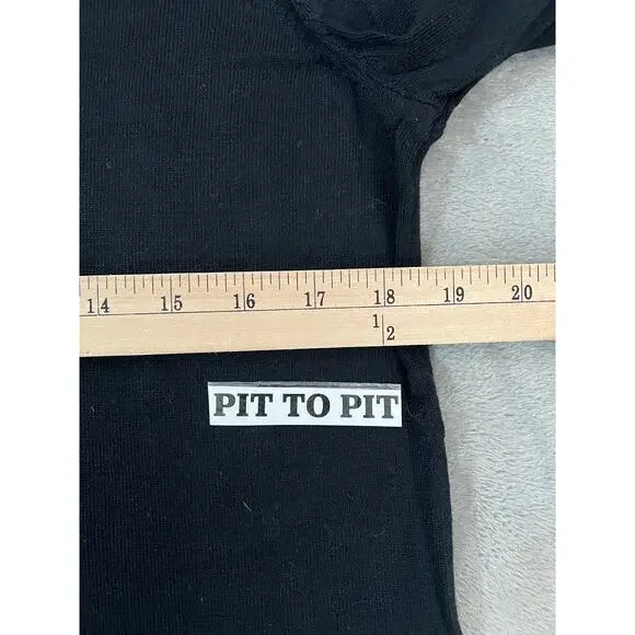 Marled Valentine Embroidered Heart "Love" Sweater Black Women's Size Medium - Picture 7 of 8